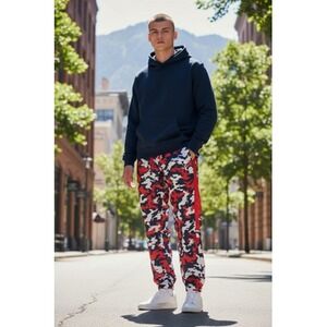 Nike Track Pants Mens Small Red White Blue Camo Flag Swoosh USA BV2981-410